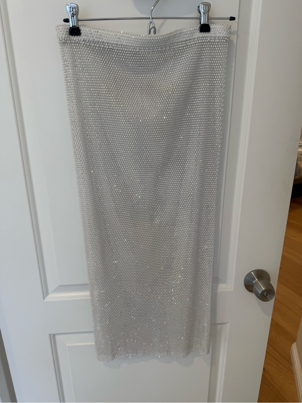Sparkling Silver Mesh Swim Coverup Skirt